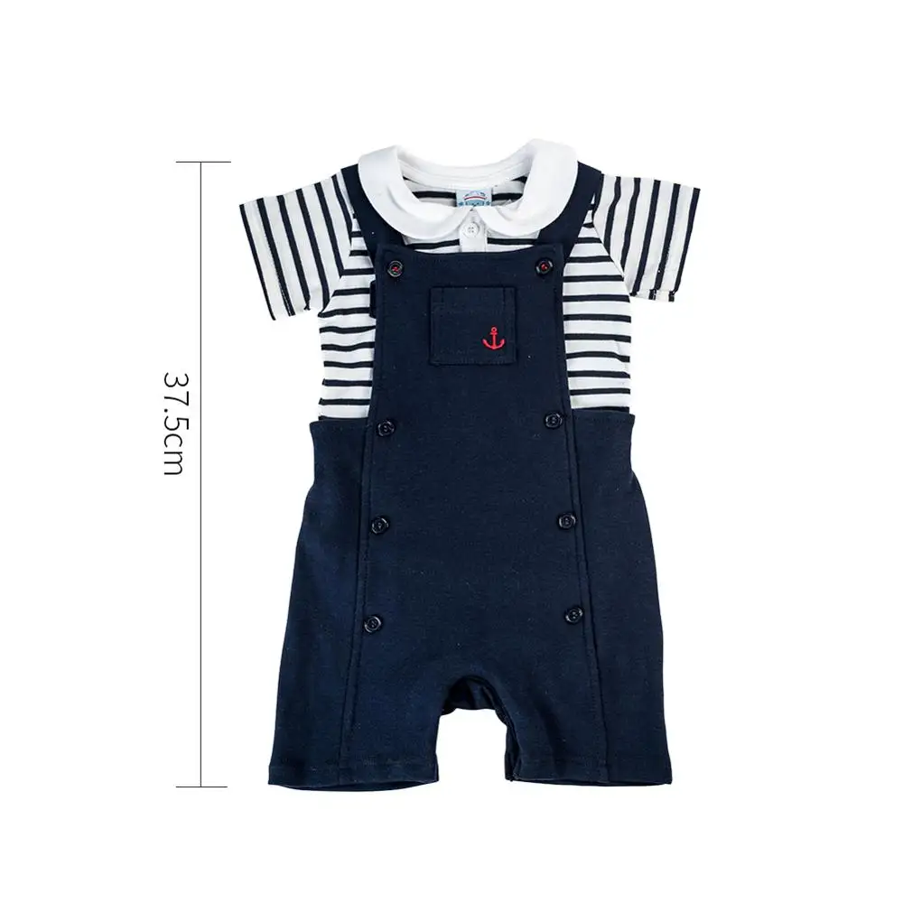 

Baby Boy Clothes Belt Pants Set Cotton Toddler Boy Clothes Romper Set Clothing Sets 100% Cotton Summer Breathable Quick Dry 2pcs, Navy