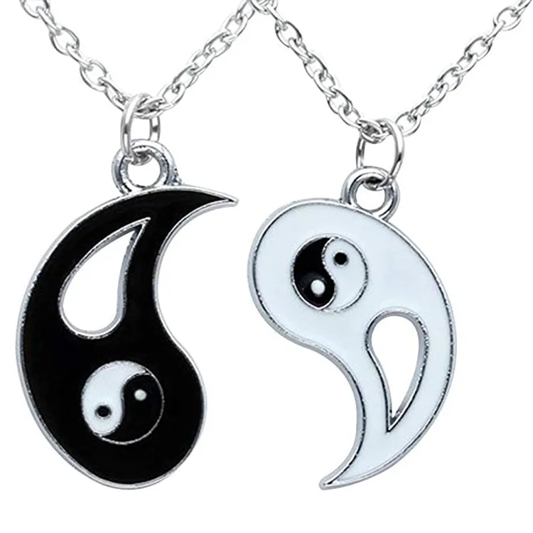 

Yin Yang Necklace Tai Ji Pendant Friendship Necklace Jewelry Yin Yang Pendant for Couples Lover, White, black, pink, purple