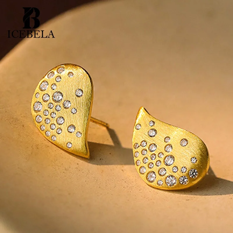 

Elegant Luxury Minimalist Earrings 925 Sterling Silver 18K Gold Plated Water Drop Earring Cubic Zirconia Stud Earrings For Girls