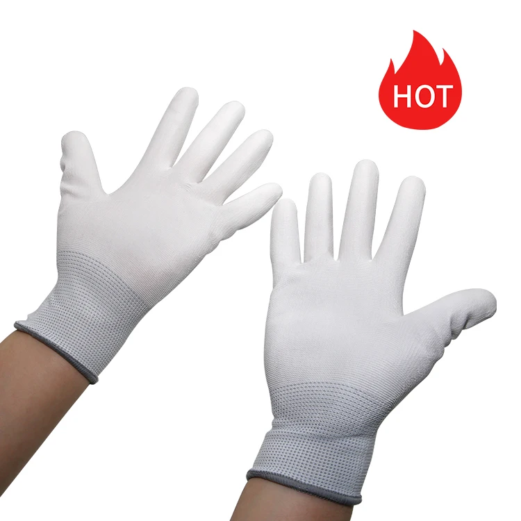 

Best price gardening home working hand protective non-slip anti worn pu palm coated work gloves for garden, White