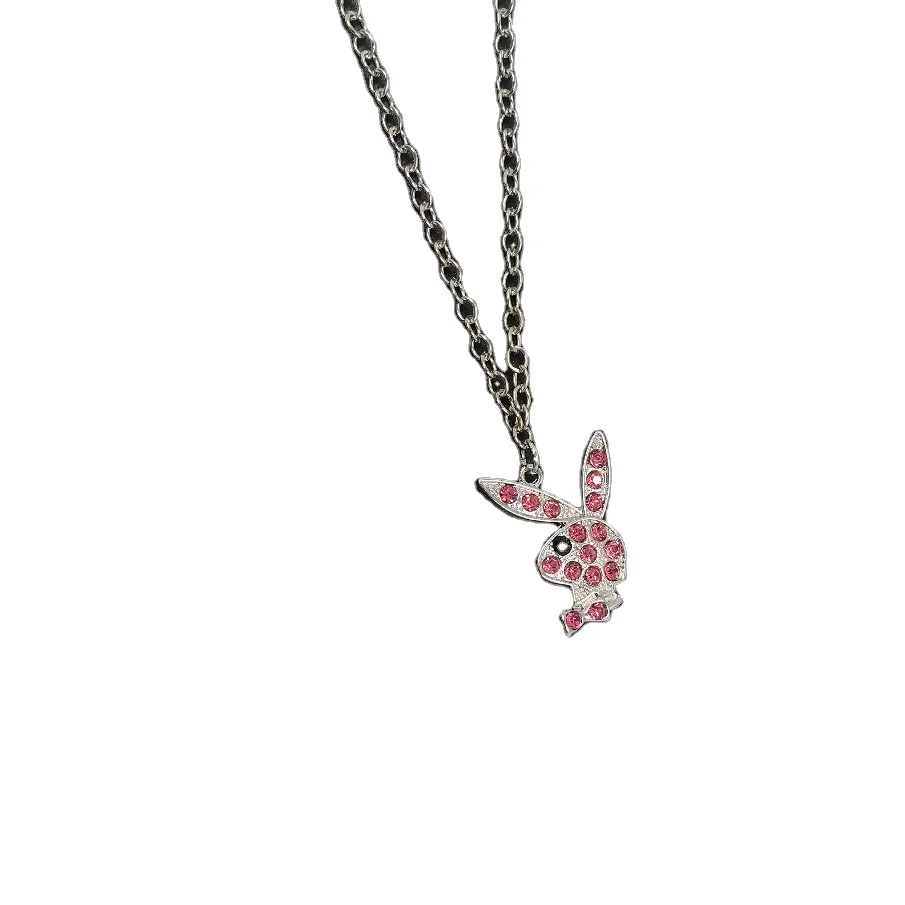 

Custom Rhinestone Punk Chain Women Hip Hop Jewelry Girls Cute Big Choker Bunny Pendant Charm Necklace