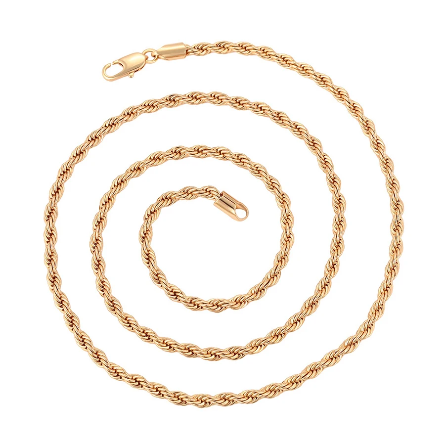 

46329 Xuping wholesale cadenas de oro 18k gold plated copper men jewelry gioielli cadena oro twist link chain necklace