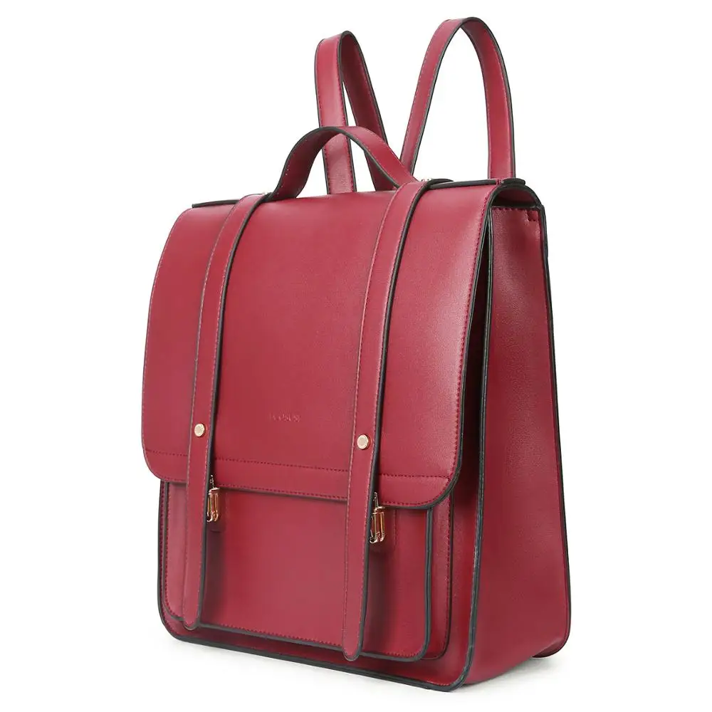 

Fashion simple school girls pu laptop backpack casual leather women backpacks, Red, white, black,pink,brown