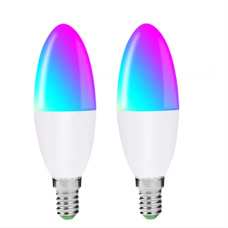 Tuya Google Home Alexa Dimmable Wifi smart RGB LED candle bulb Amazon