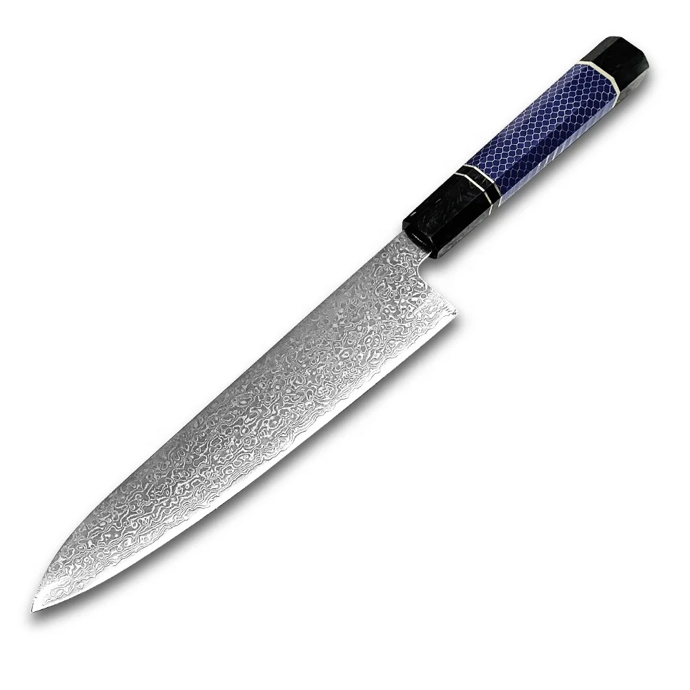 

Hot Luxury Blue Wood Handle Damascus 5.5" Chef Knife VG10 67 Layers Carbon Steel Japanese Kitchen Knives