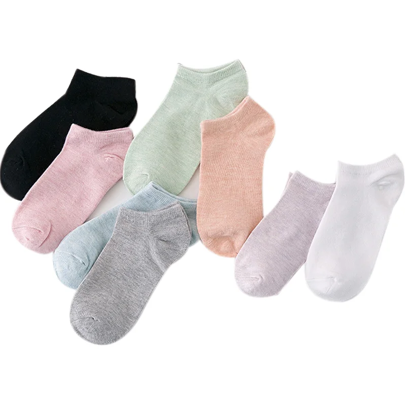 

Spring And Summer Thin Solid Color Shallow Mouth Sports Short Tube Women Boat Socks