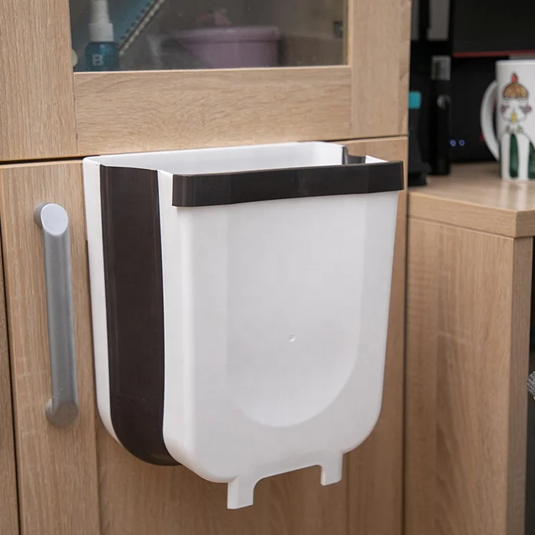
Hanging Garbage Can Wall Mounted Folding Waste Bin Kitchen Cabinet Door Hanging Trash Can 