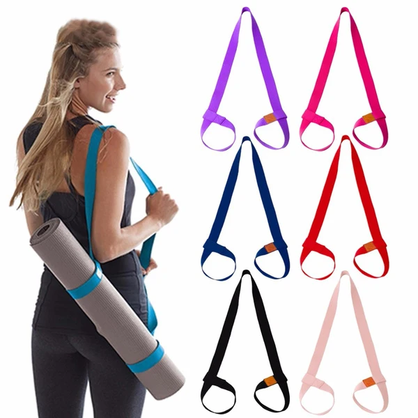 

Non slip rts customized Eco friendly organic polyester cotton adjustable sports fitness sling cork yoga mat carrying strap, Blue/black/pink