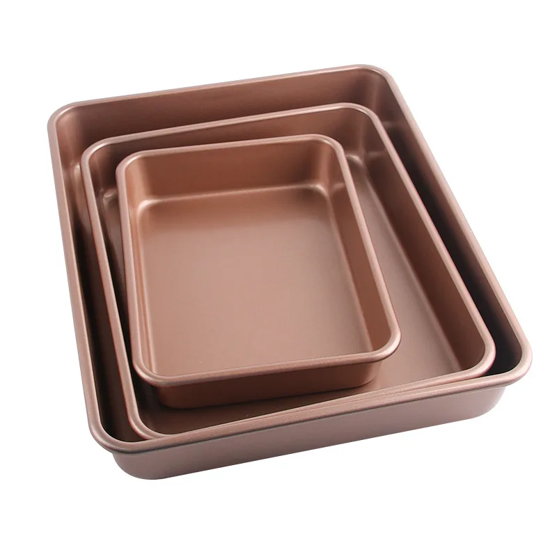 

Rose Gold Rectangle Bake Pan 0.6MM Non Stick Kitchen Microwave Bakeware Tool Carbon Steel Cake Dish & Pan Baking Tray