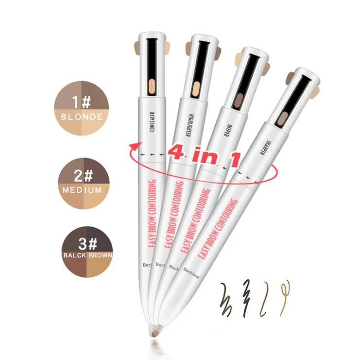 

VMAE Beauty Tools For Eyebrow 4 In 1 Eyebrow Pencil Long-lasting 4 & 1 Contour Brow Pen, 4 colors