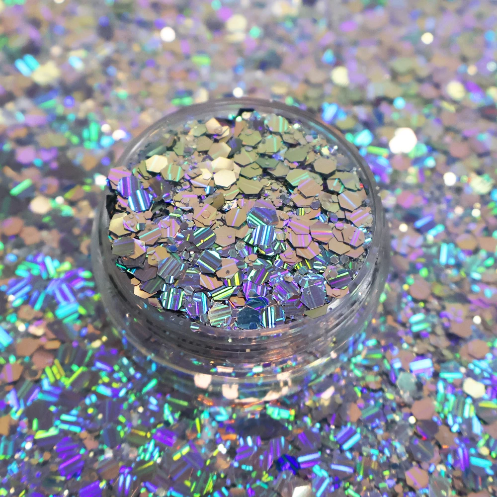 Newest Gorgeous Stripe Holographic Glitter Wholesale Color Shift Polyester Glitters for Christmas Nail Art
