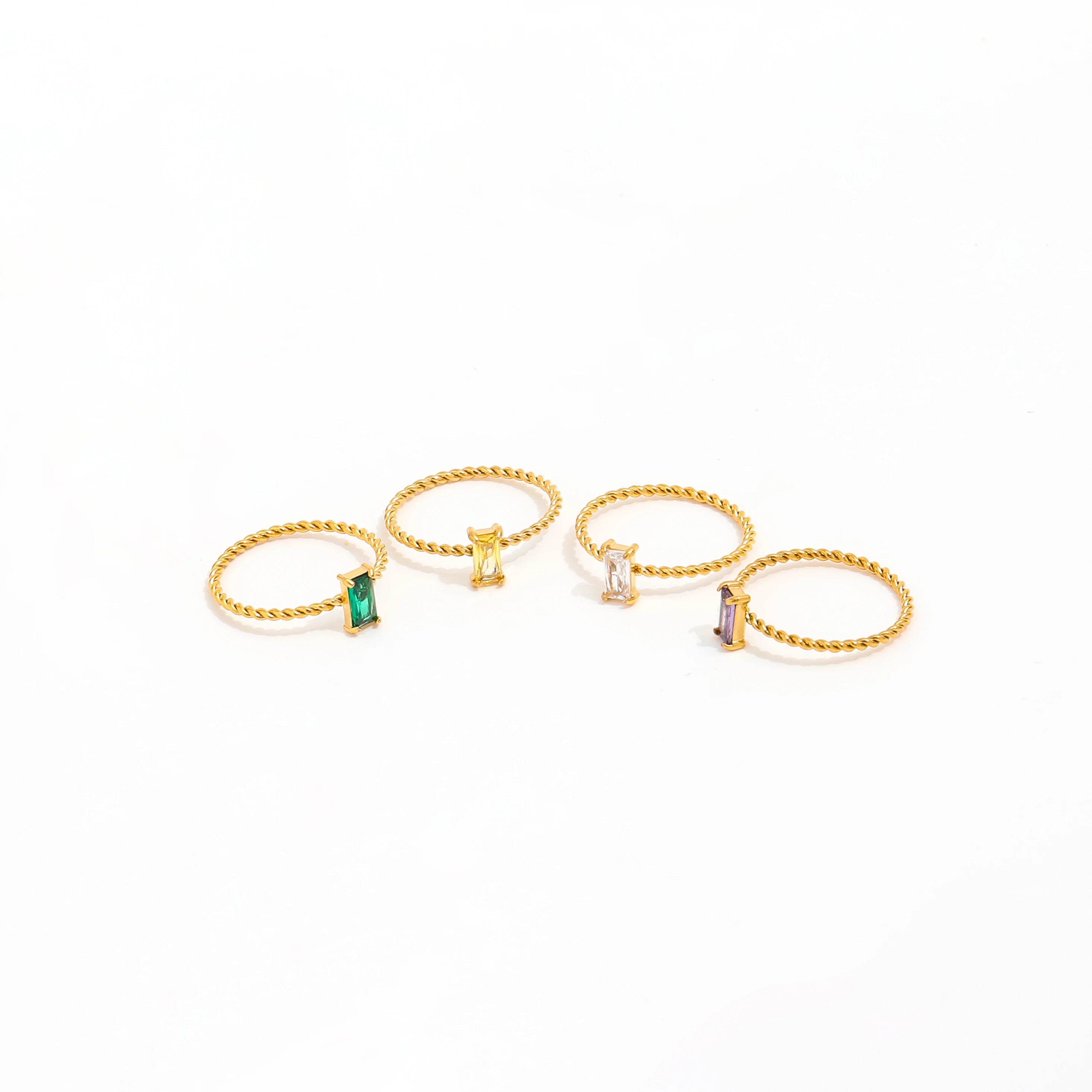 Joolim Jewelry Wholesale 18K Gold Plated Dainty Colorful Zirconia Stainless Steel Ring for Women Trendy 2022 Jewelry
