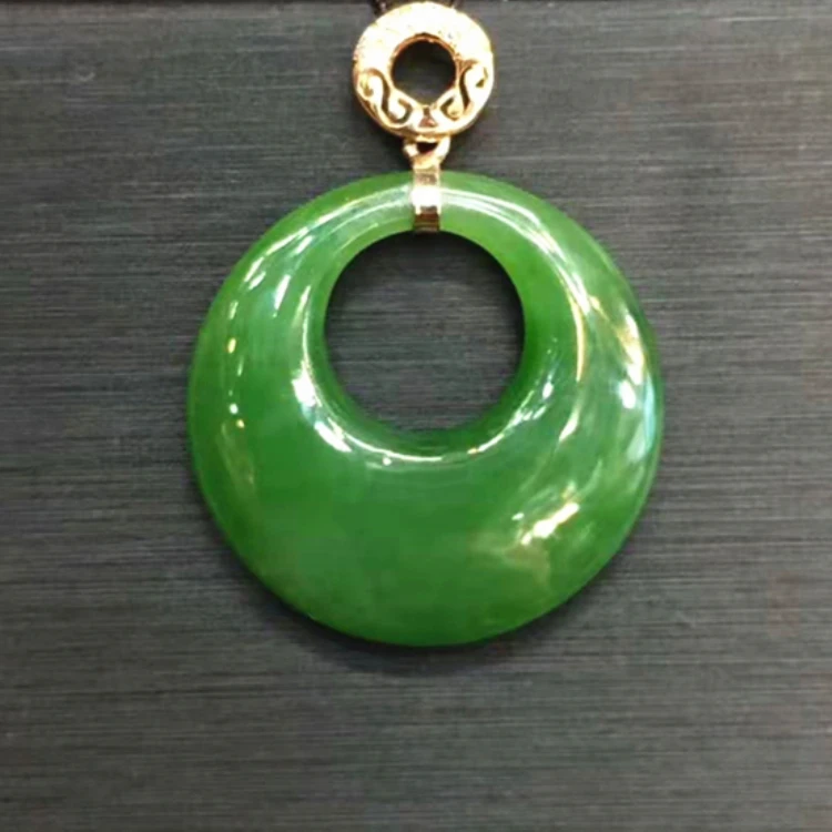 

China Style Jade Jewelry Wholesale Price Green High Quality Natural Hetian Jasperite Charm Pendant 18k Gold