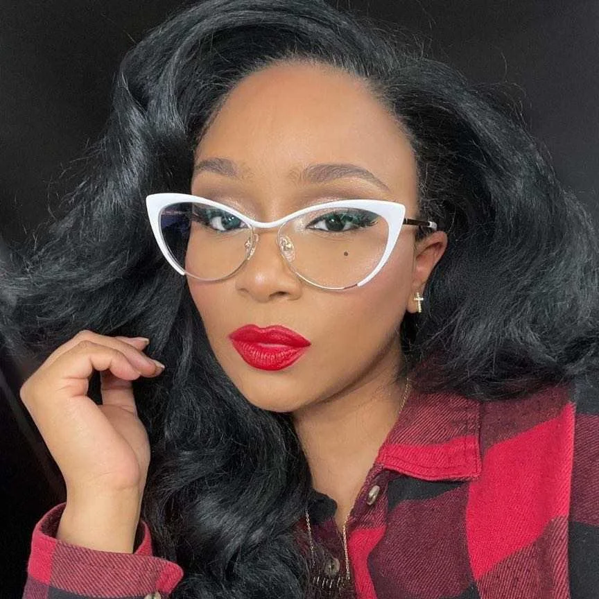 

9807 Vintage Cat eye women's metal optical frames 2023 new White eyeglasses Half Frame Anti-blue Light glasses frames for ladies