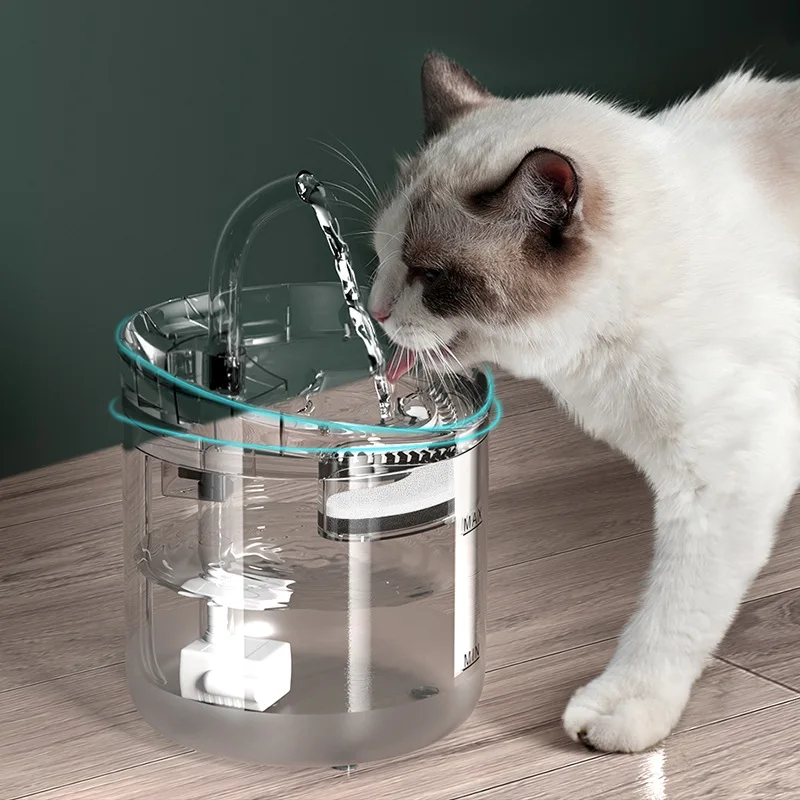 

Pet Dog Cat Water Fountain 50oz/1.5L Super Quiet Automatic Pet Drinking Fountain with Faucet Kits, Fully transparent