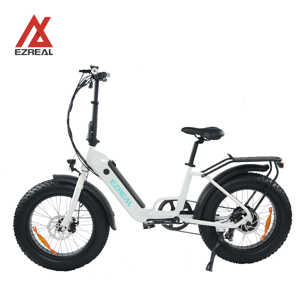 

EZREAL US warehouse in stock 48v 500w bafang 20 inch electric fat tire bikes foldable electric bicycle, Black/white