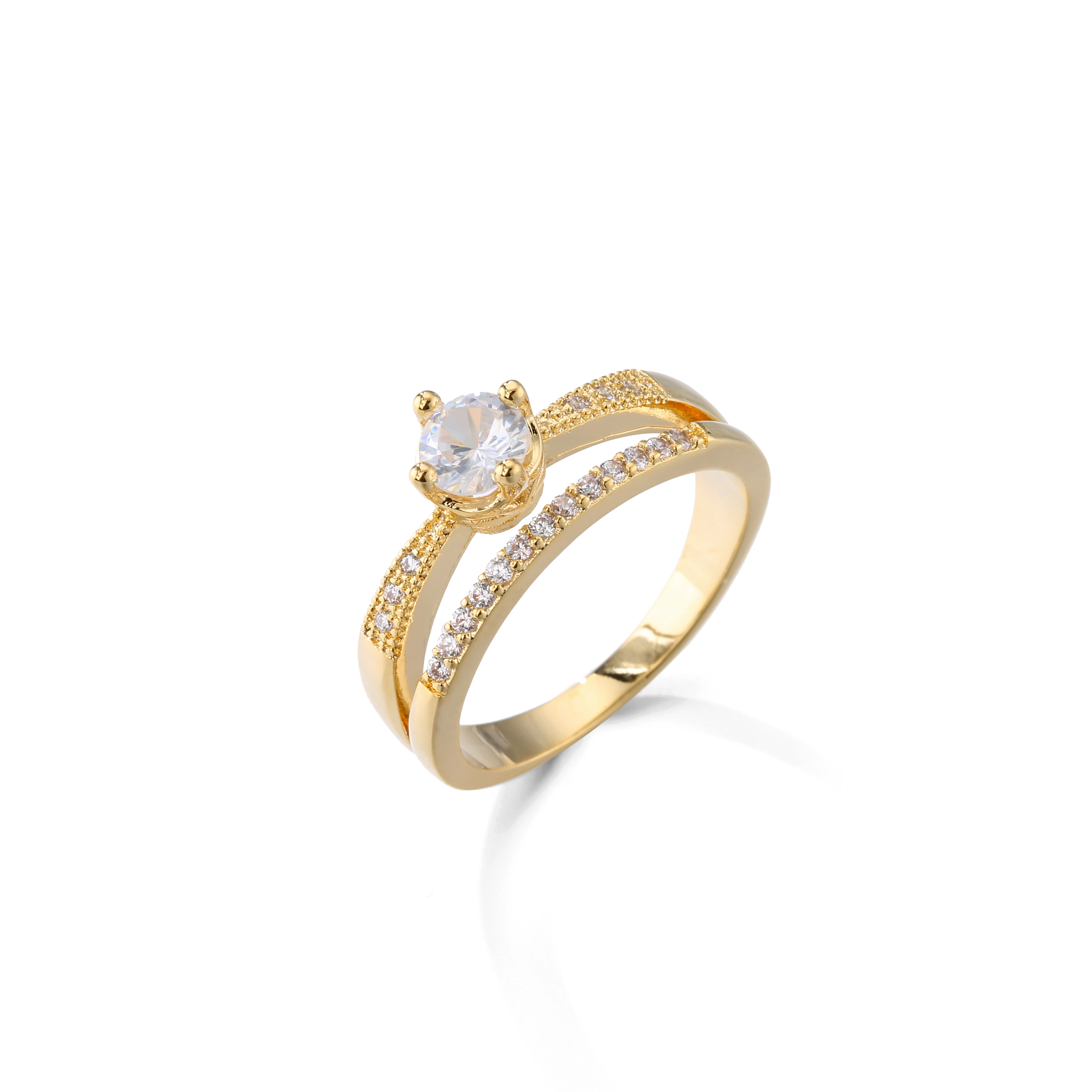 

2-layer Gold Plated Stacking Knuckle Band Rings Stainless Steel Basic Stimulate 1 carat natural diamond engagemet Ring For Women