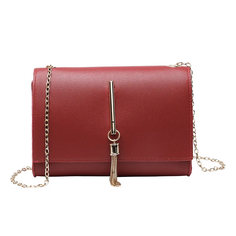 

Lady chain tassel purse square crossbody bag leather handbag women shoulder chest bag