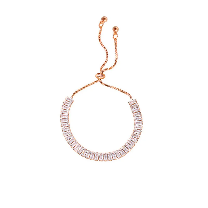 

2024 New Luxury Design Accessories Bling Bling Rose Gold Ladies Jewelry Bracelets adjustable Shiny rhinestone zircon bracelet