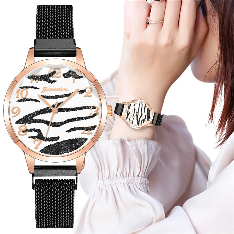 

WJ-10544 Yiwu New Comfortable Adjustable Magnet Band Alloy Mesh Quartz Watch For Girls Rose Gold Luxury Women Fashion Watch, Mix