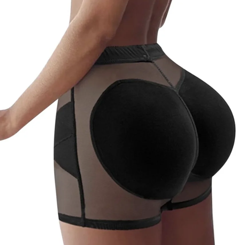 

Buttock Enhancer Briefs Removable Hip Butt Pads Body Shaper Control Tummy Hip Lift Shorts, Black, nude