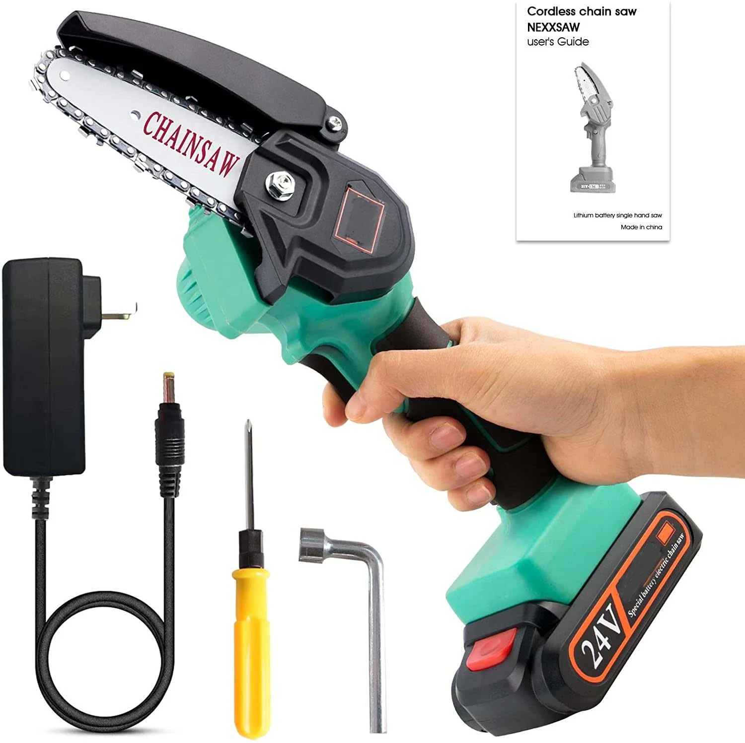

4 inch Mini Chain saws Handheld Cordless Household sparkside chainsaw portable saw for electric pruning left handed chainsaw