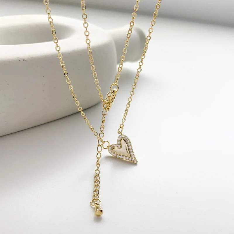 

Vershal B-73 High Quality 18k Gold Plated Vintage Zircon Heart Pendant Necklace For Women
