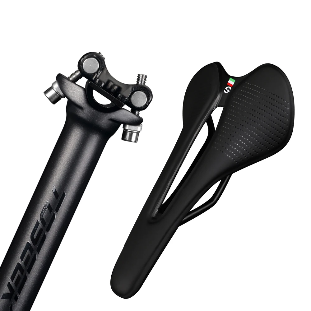 

Toseek black matte mtb bicycle seatpost cycling leather saddle accessories carbon road bike seat post tubbi da sella per bici