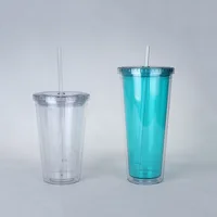 

ACRYLIC TUMBLER 16oz double wall acrylic skinny bottle with straw clear plastic drinking cup