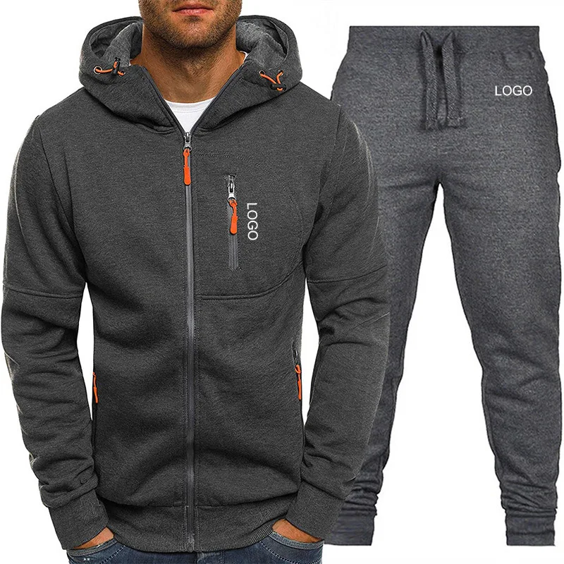 

winter tech fleece hoodie tracksuit men joggers suits set mens training sets training & jogging sports wear jacket sets for men