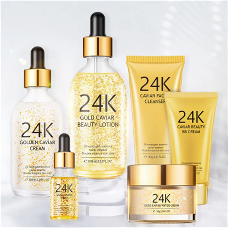 

SkinCare 6 pcs Face Care Firming Moisturizing Smooth organic private label 24 Gold Skin care set products