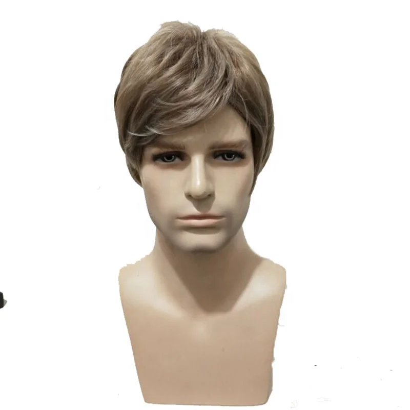 

Cheap Boy Blonde Brown Straight Man Short Hair Wig Male Men Cosplay Synthetic Wigs