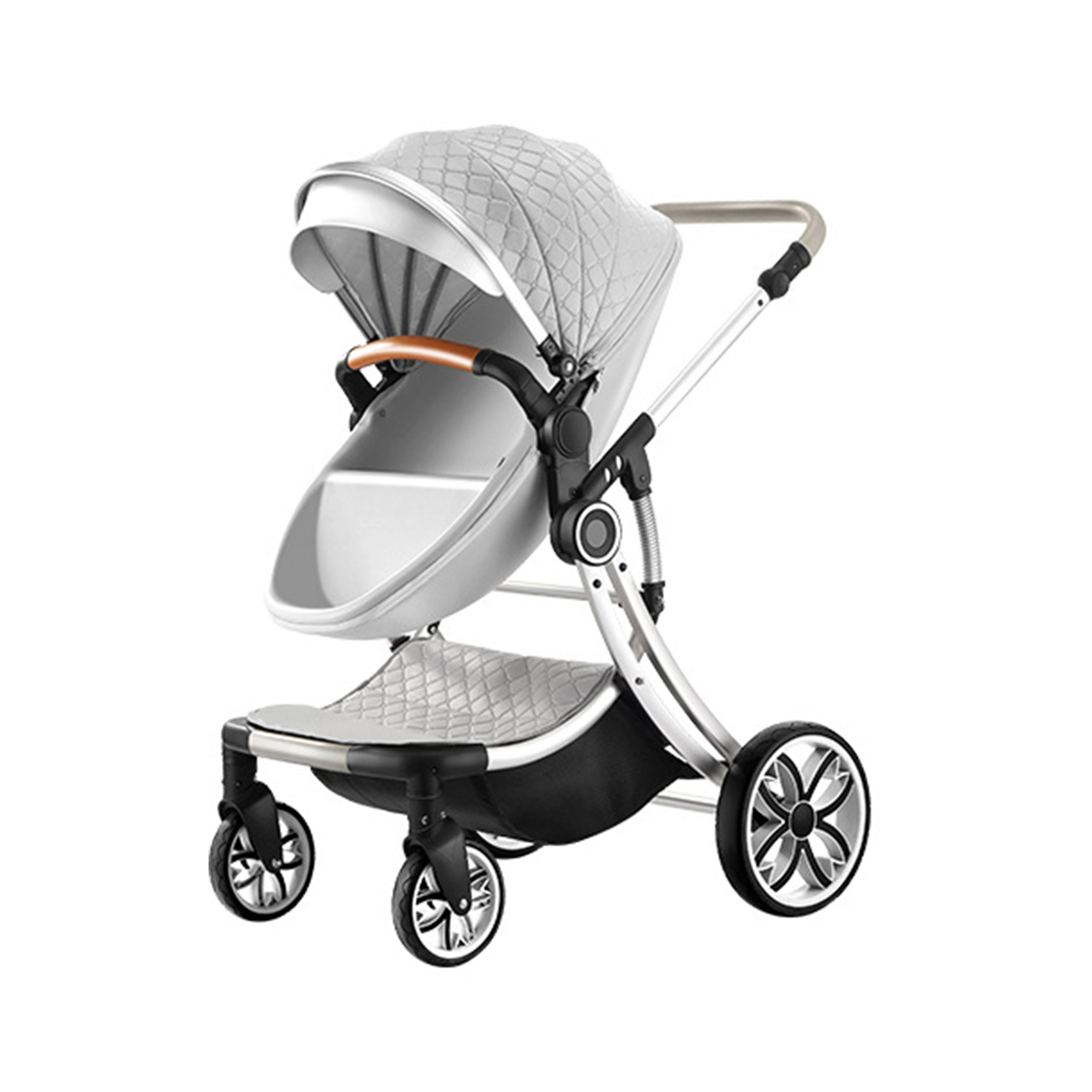 

White Aluminum Alloy Plastic sleeping bag baby stroller baby 3 in 1