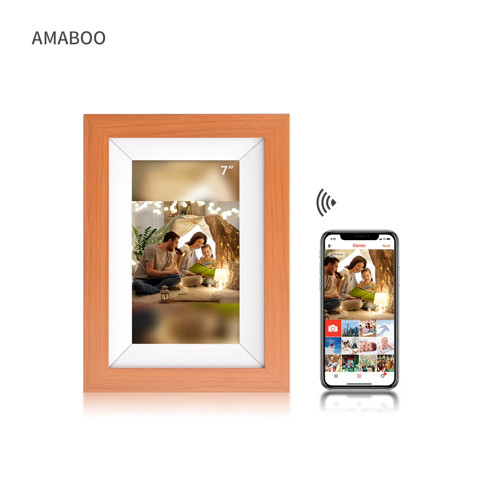 

AMABOO 7 inch Wifi Android With App Sex Girl Gif Picture Frameo Digital Photo Frame, Brown white