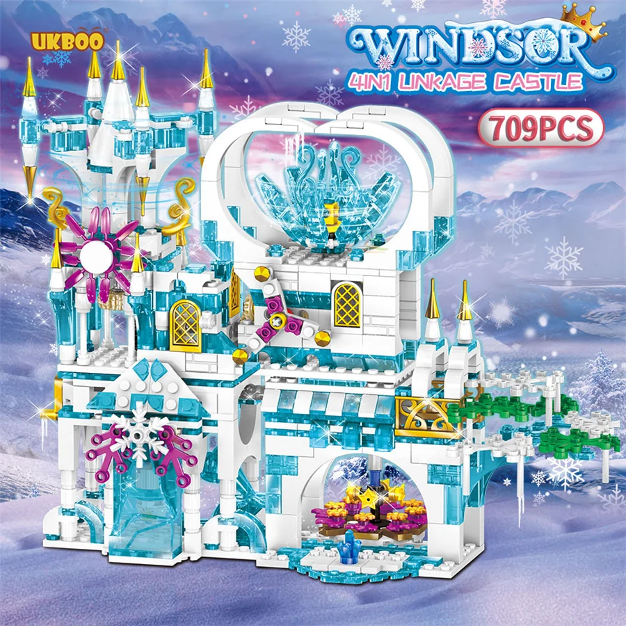 

UKBOO Free Shipping 709PCS Friend Girl House Princess Windsor Ice Fairy Tale Castle Compatible DIY Building Block Christmas Gift