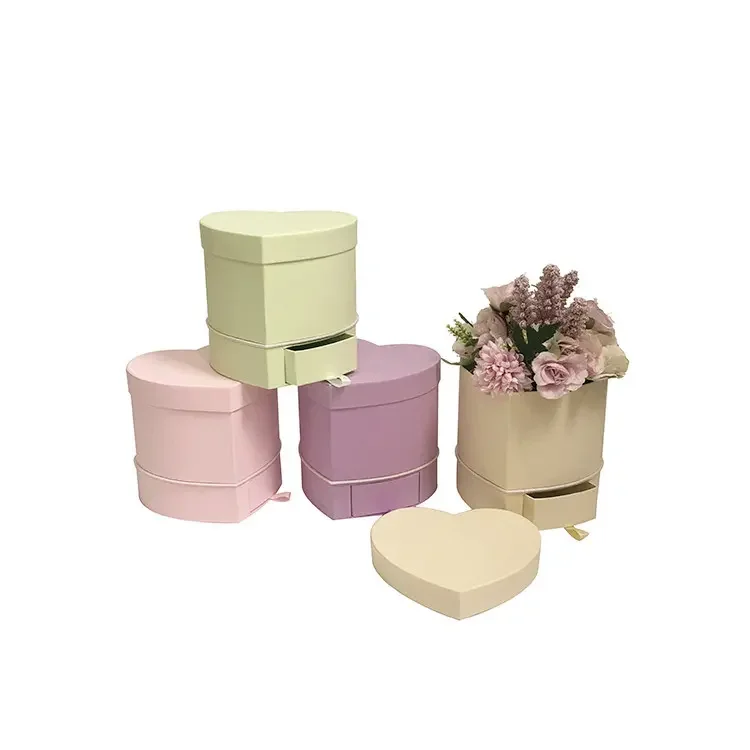 

Good quality fashion heart-shaped drawer hug bucket flower box gift box