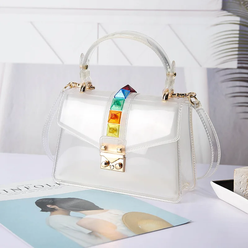 

Candy color shoulder bags women' s PVC handbags fashionable transparent jelly bags causal waterproof crossbody bags, Customizable