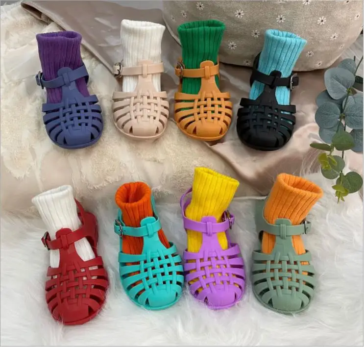 

2021 Fashion Baby Sandals Breathable Hollow Out Pvc Summer Soft Non-slip Princess Jelly Beach Children For Girls Kids Shoes