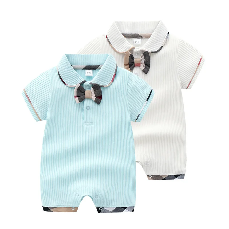 

European Style Boutique Baby Clothing High Quality baby girls romper with bow tie