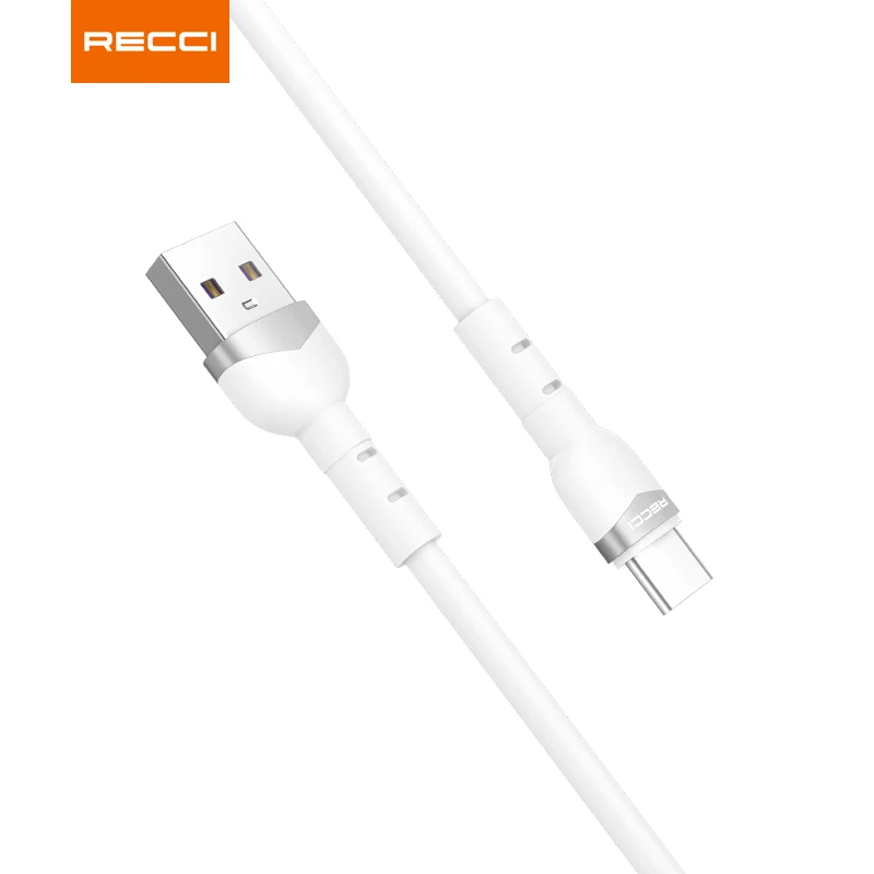 

Recci Wholesale price TPE 5A 20W PD quick fast charging USB data high speed charging cable for iPhone for Samsung type c, White green