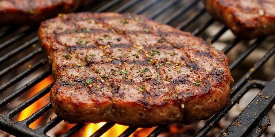 Perfectly cooked steak with herbs