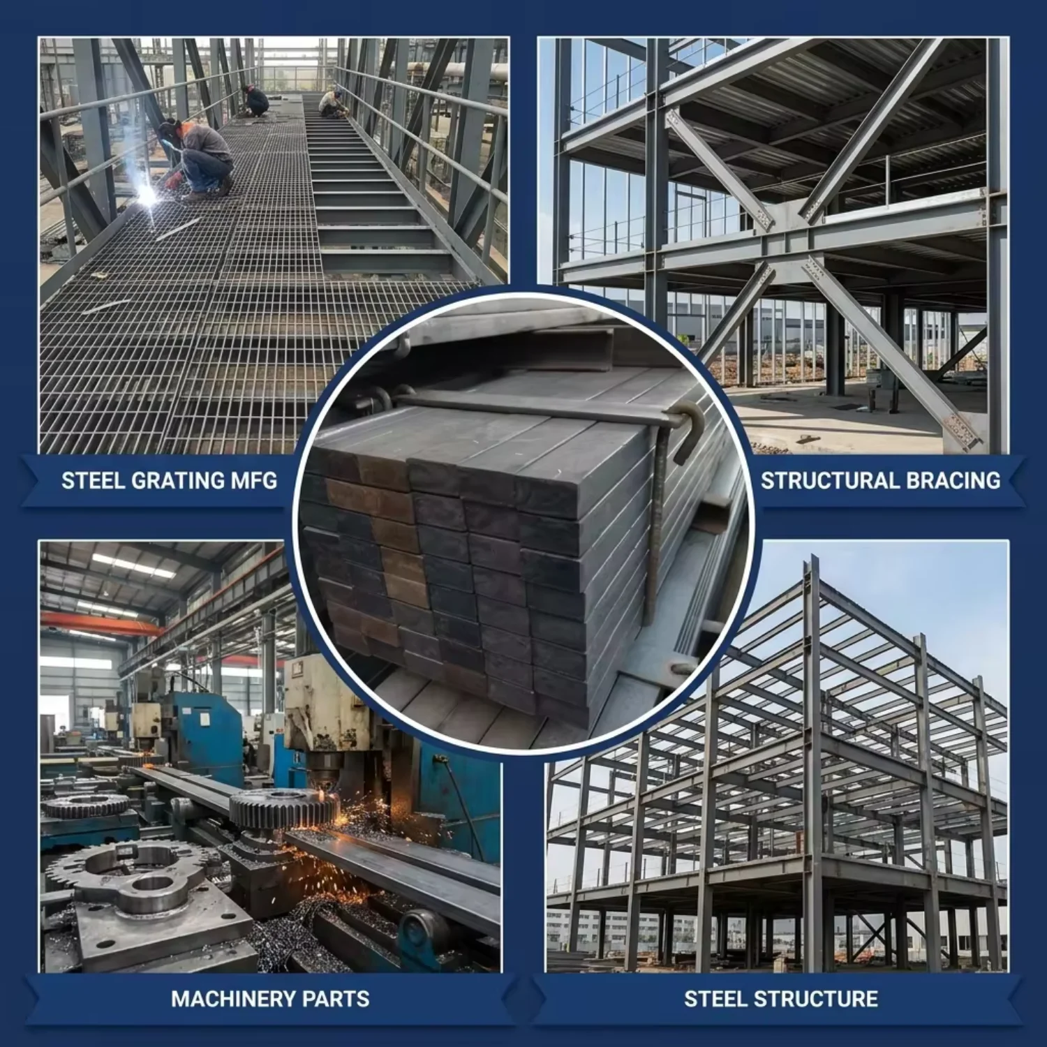 A572 Gr50 A36 Hot Rolled Carbon Flat Bar 40x5mm 60x10mm 80x12mm for Steel Structure Bridge Reinforcement Wholesale