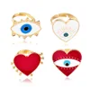New Development Adjustable Size Rings Metal Heart Ring With Epoxy For Women Eye Rings