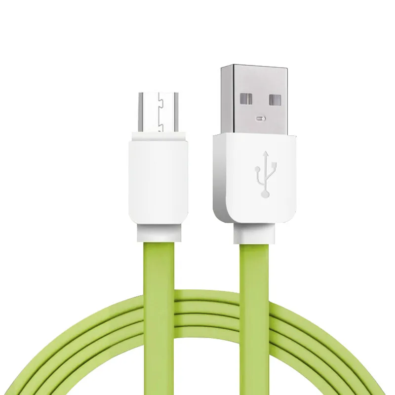 

TPE flat Micro USB data cable 1m Wholesales price original micro mobile phone cable for sumsung, Green
