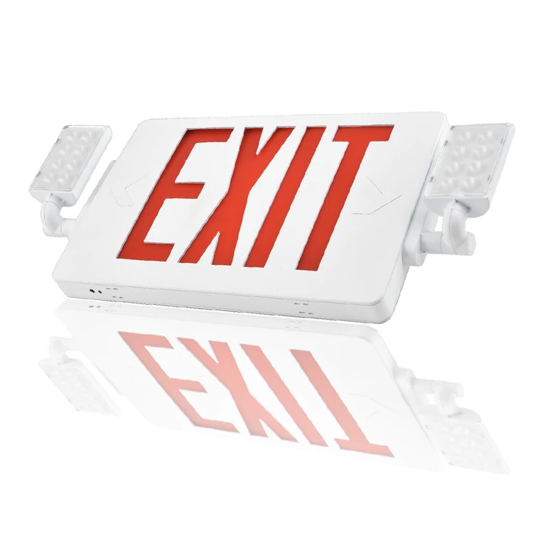 FEITUO-CHINA TOP 1 Emergency Exit Sign Supplier Since1967-NEW Slim UL Listed LED Combo EMERGENCY EXIT SIGN W/Twin Heads JLECD2RW
