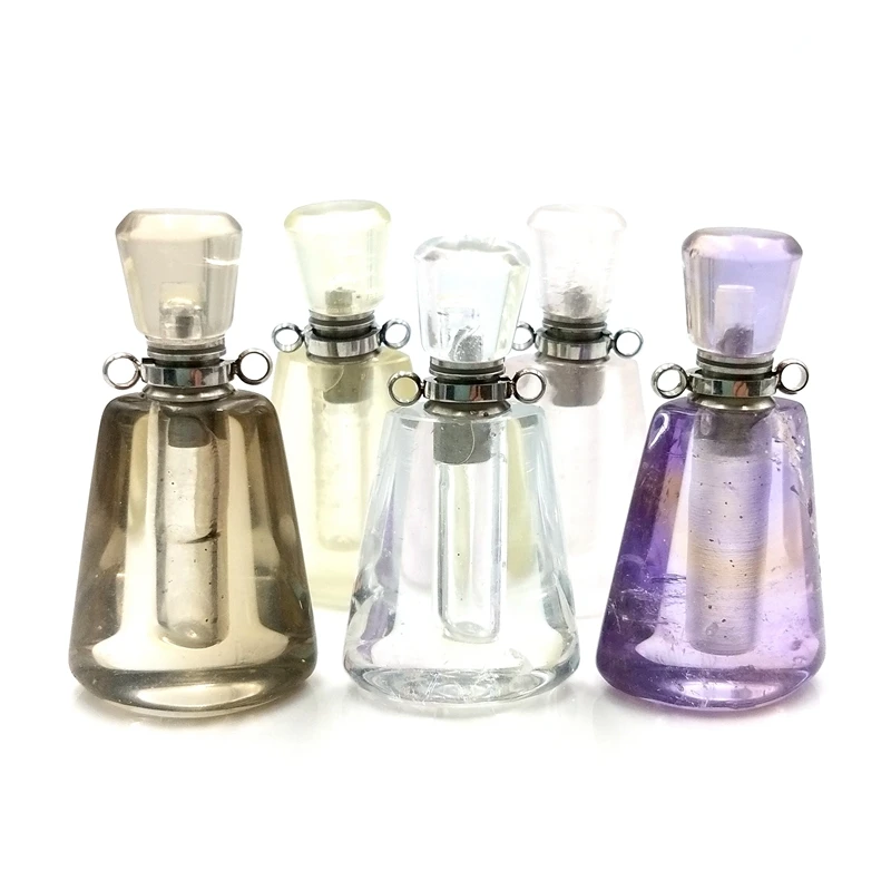 

Natural Perfume Bottle Pendant Gemstone Pendants Chakra Crystal Quartz Essential Oil Bottles Jewelry, Multi