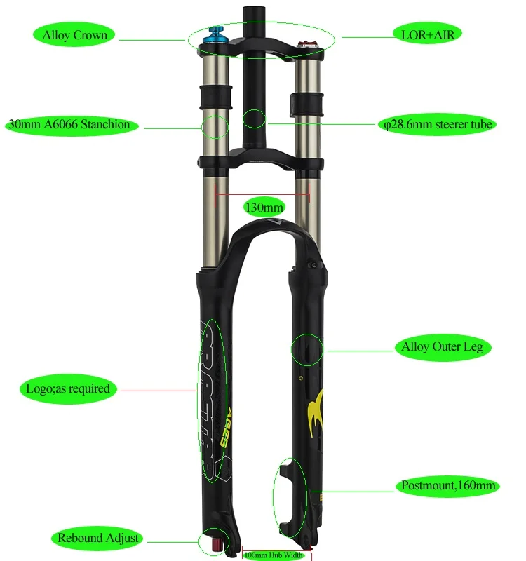 Alloy Double Crown Suspension Fork Air Spring Buy Mtb Suspension Fork