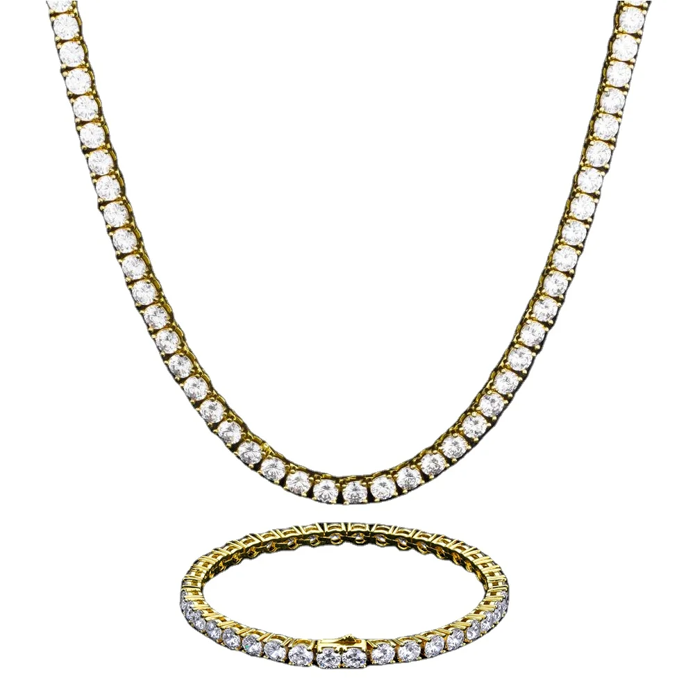 

Wholesale Tennis Necklace Men Women Hip Hop Jewellery Brass 5A Cubic Zirconia CZ Crystal Diamond Tennis Chain Necklace
