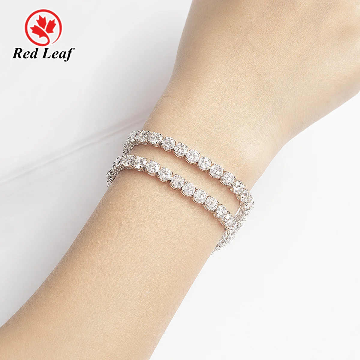 Redleaf Moissanite Tennis Bracelet White Gold 925 Sterling Silver 2/3/4/5/6MM D Color VVS Moissanite Tennis Chain