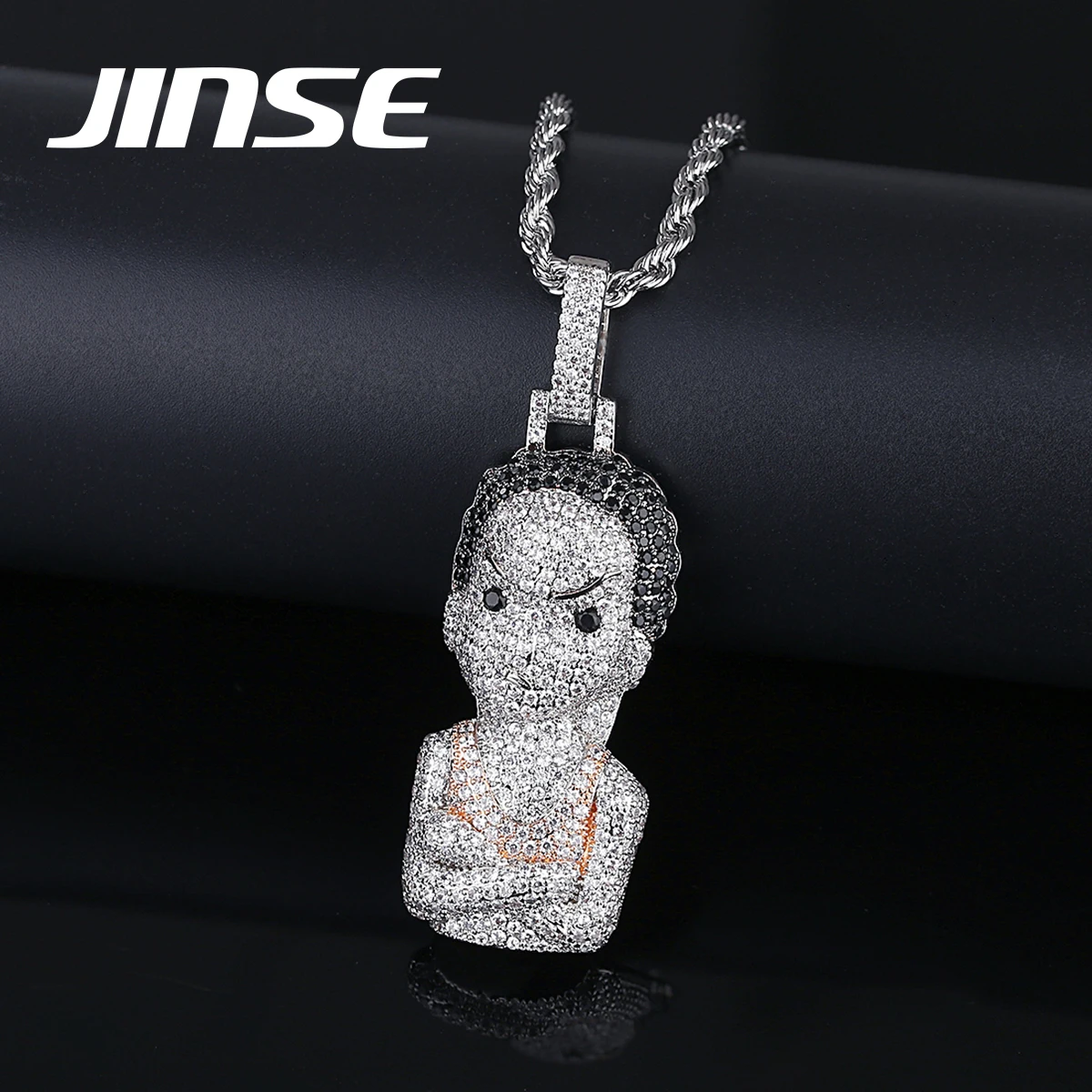 

JINSE Newest Fashion Hip-Hop Men Basketball Player 3A Zircon Cubic Zirconia Setting Necklace Wholesale